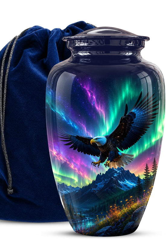 Eagle Cremation Urn for Ashes - Northern Lights Bald Eagle Memorial Urn
