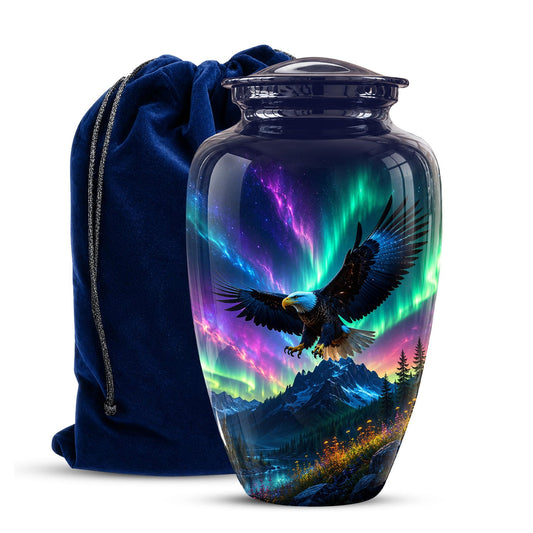 Eagle Cremation Urn for Ashes - Northern Lights Bald Eagle Memorial Urn