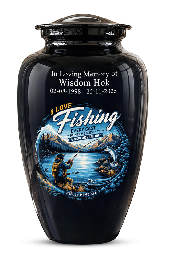 Personalized Fishing Memorial Urn - Adults Ashes For Male