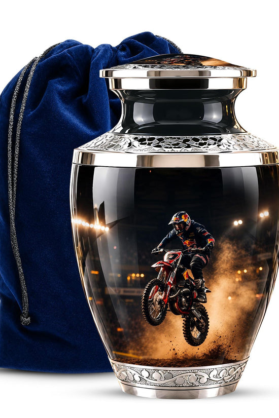 Personalized Motorcycle Cremation Urn, Biker Memorial Ashes (Adult)