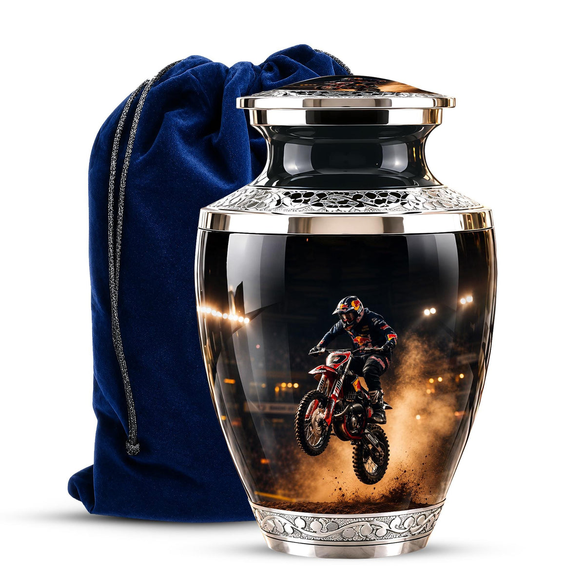 Personalized Motorcycle Cremation Urn, Biker Memorial Ashes (Adult)