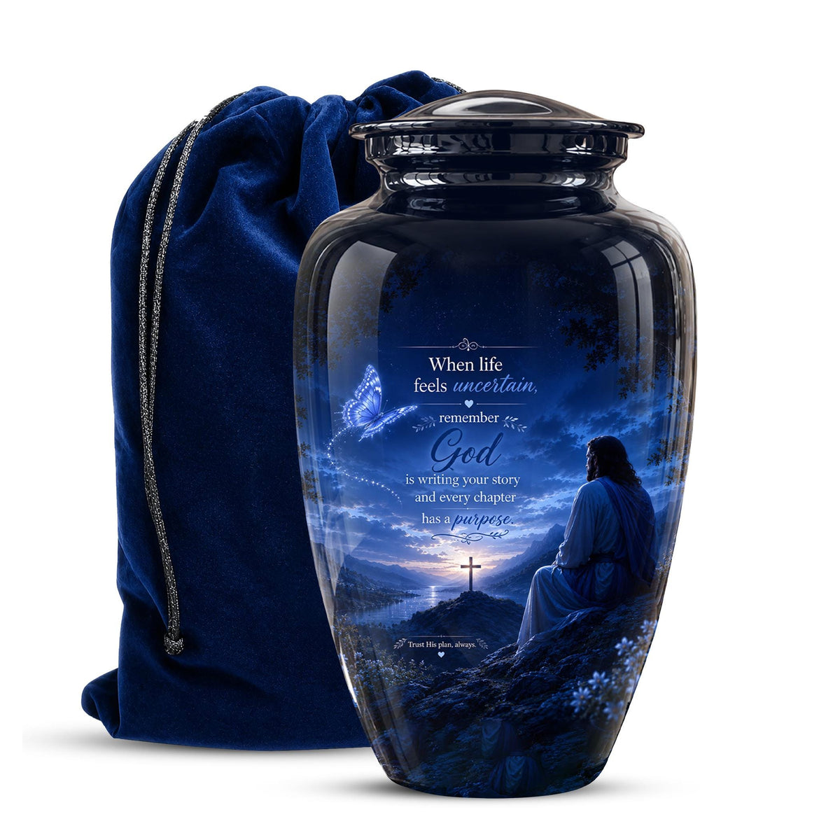 Personalized Jesus Cremation Urn for Ashes, Christian Memorial Urn - In Loving Memory Religious Tribute