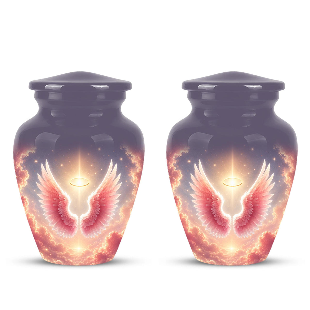 Pink Angel Wings Memorial Urn - Personalized Heavenly Cremation Urn