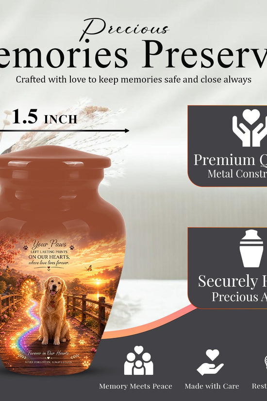Personalized Dog Cremation Urn, Pet Memorial Urn - Keepsake Sunset Landscape Artwork