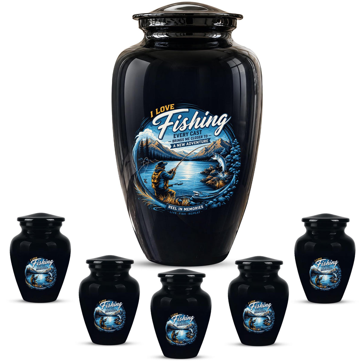 Personalized Fishing Memorial Urn - Adults Ashes For Male
