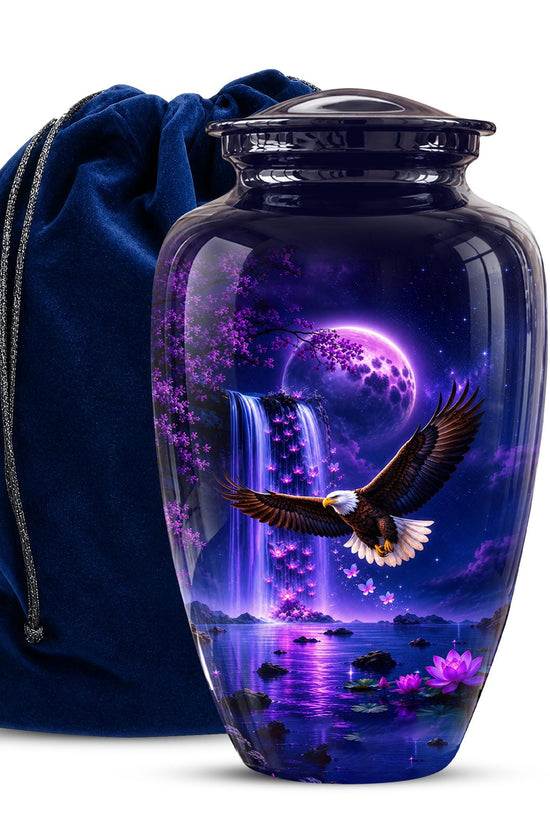 Eagle Cremation Urn for Ashes - Purple Waterfall Bald Eagle Memorial Urn