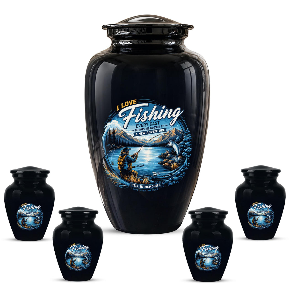 Personalized Fishing Memorial Urn - Adults Ashes For Male