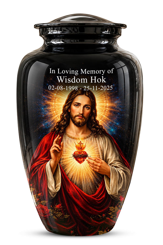 Memorials Urn for Human Ashes,Jesus Christ Memorial Urn  - Personalized Adult Funeral Keepsake