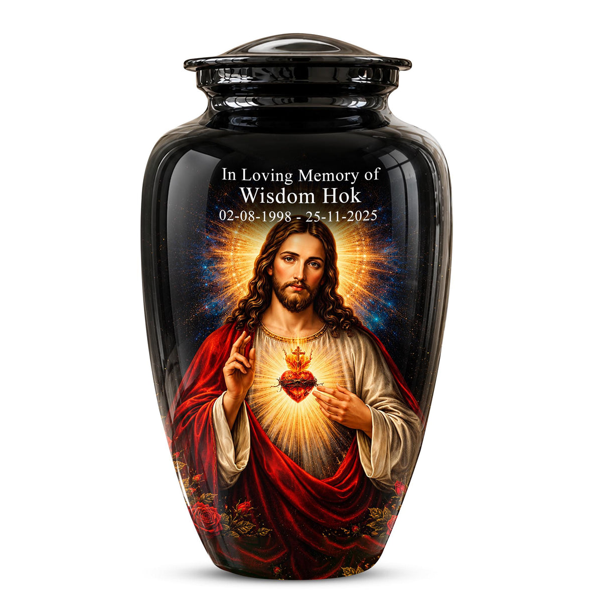 Memorials Urn for Human Ashes,Jesus Christ Memorial Urn  - Personalized Adult Funeral Keepsake