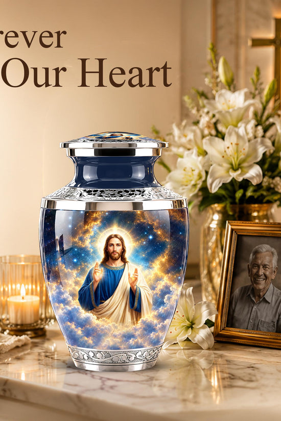 Personalized Jesus Memorial Urn - Christian Cremation Urn, 200 Cubic  Inches