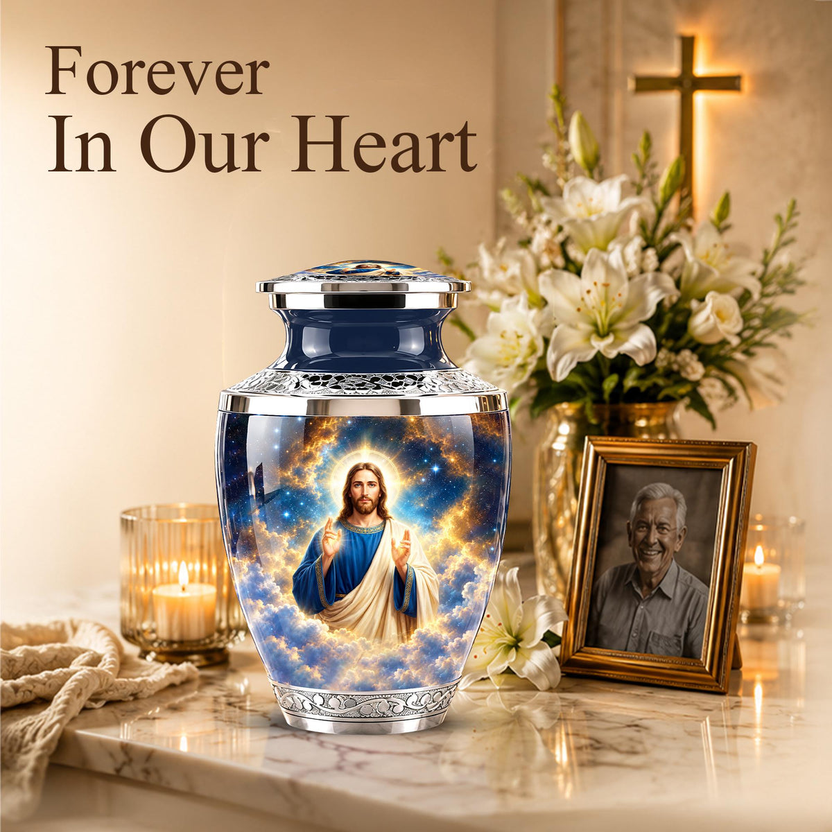 Personalized Jesus Memorial Urn - Christian Cremation Urn, 200 Cubic  Inches