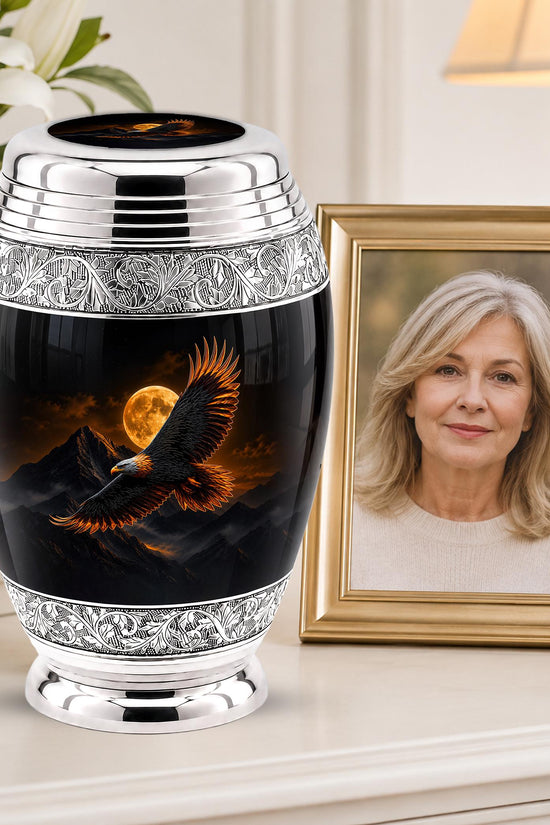 Bald Eagle Cremation Urn for Ashes - Golden Moon Mountain Memorial Urn