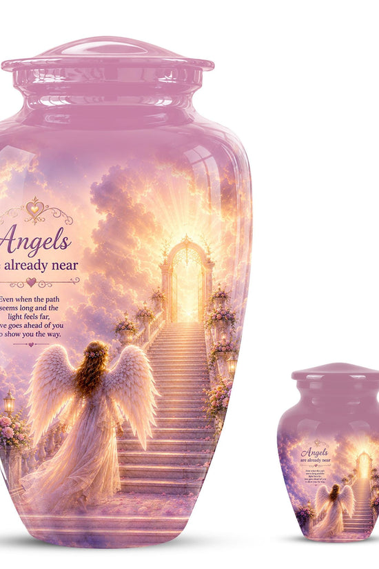 Personalized Angel Wings Urns for Human Ashes - Pink Crematon Urn for Adults
