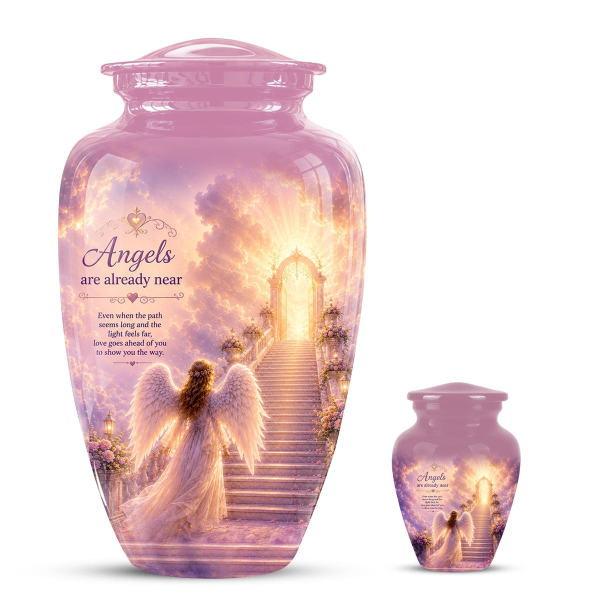 Personalized Angel Wings Urns for Human Ashes - Pink Crematon Urn for Adults