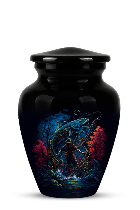 Personalized Bass Fishing Cremation Urn - Fisherman Memorial Urn for Ashes