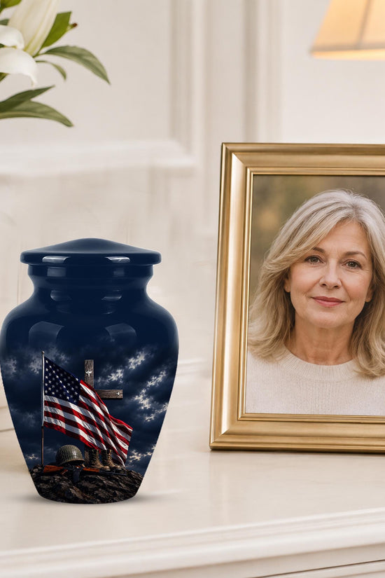 American Flag Military Urn ? Veteran Memorial Cremation Ashes Keepsake