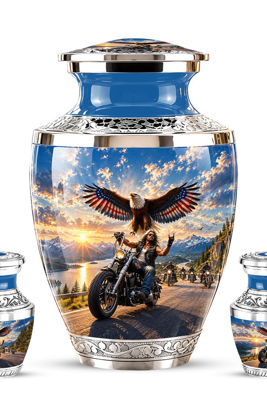 Personalized Motorcycle Cremation Urn, Biker Memorial, Eagle Rider Tribute