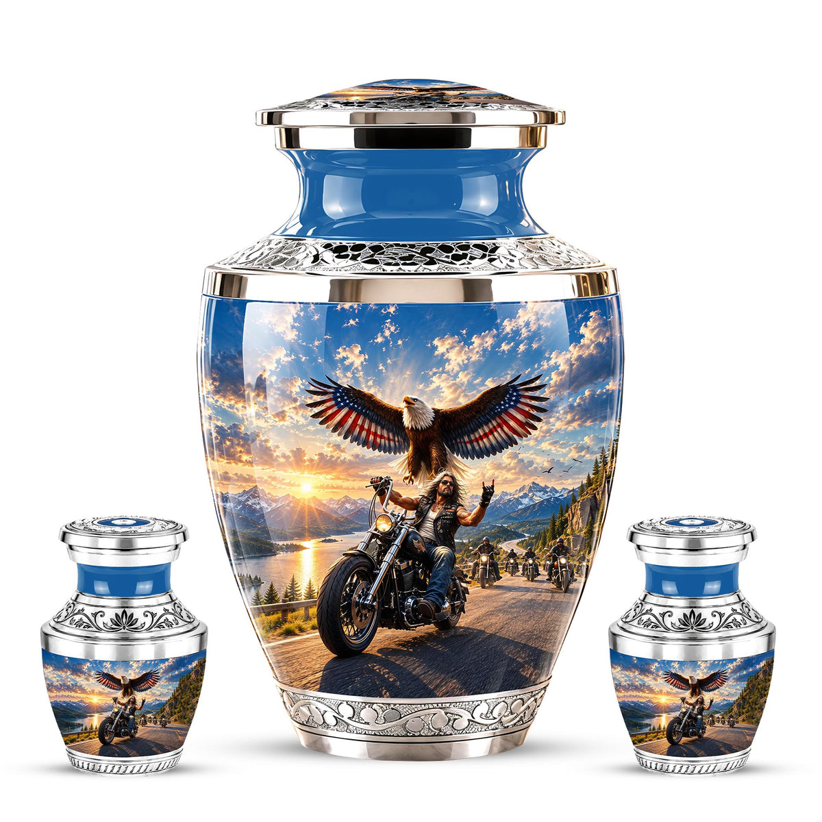 Personalized Motorcycle Cremation Urn, Biker Memorial, Eagle Rider Tribute