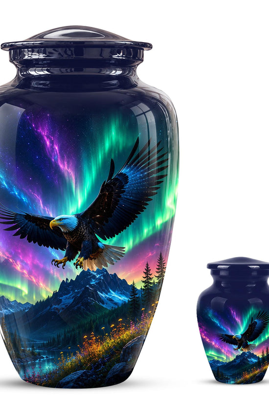Eagle Cremation Urn for Ashes - Northern Lights Bald Eagle Memorial Urn