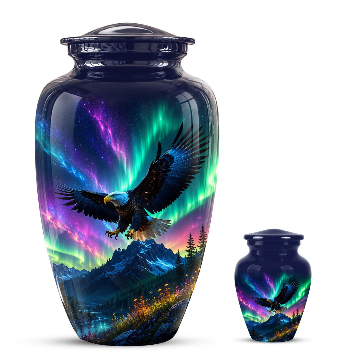 Eagle Cremation Urn for Ashes - Northern Lights Bald Eagle Memorial Urn