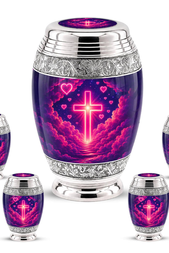 Personalized Christian Cross Cremation Urn, Catholic Memorial Keepsake (200 Cubic Hold)