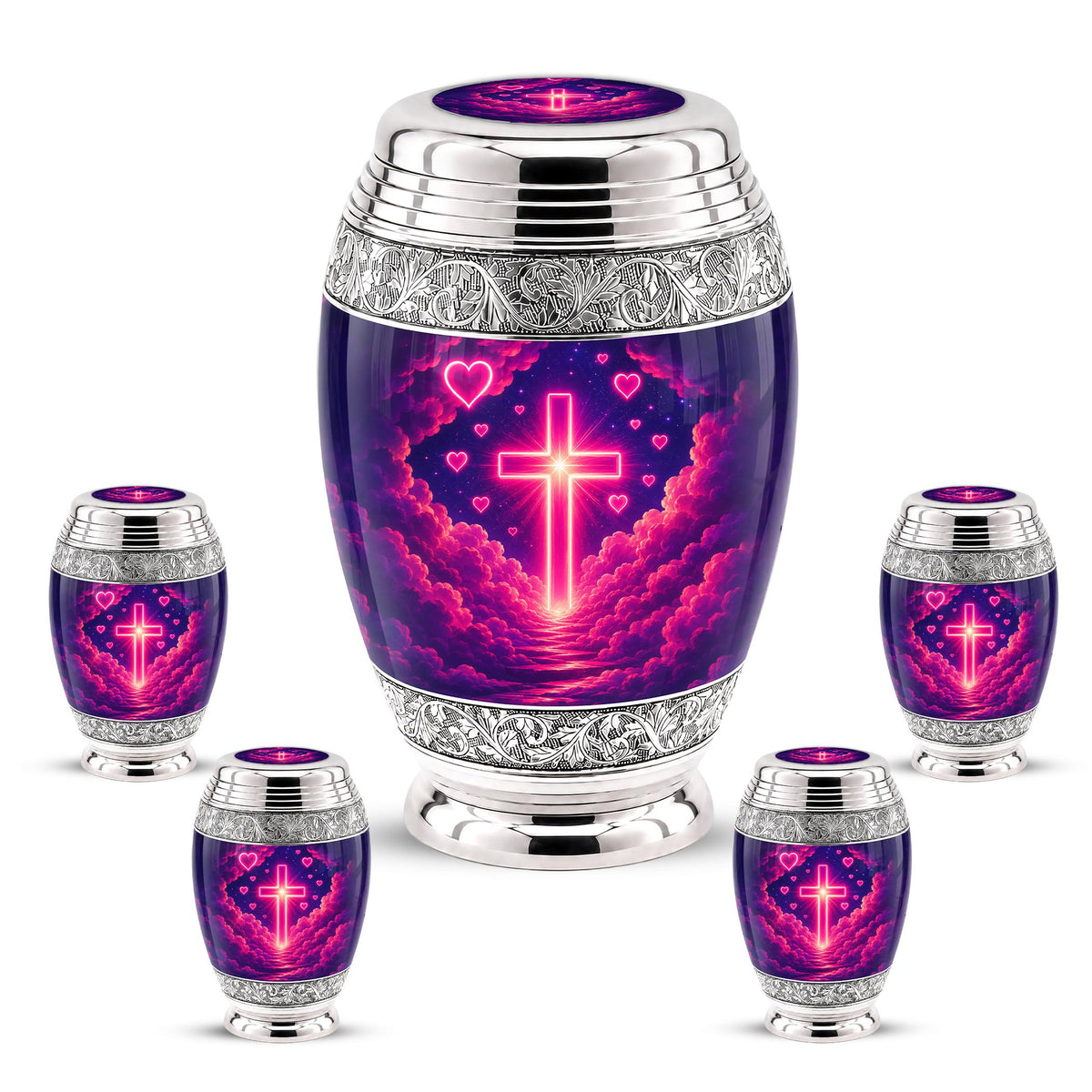 Personalized Christian Cross Cremation Urn, Catholic Memorial Keepsake (200 Cubic Hold)