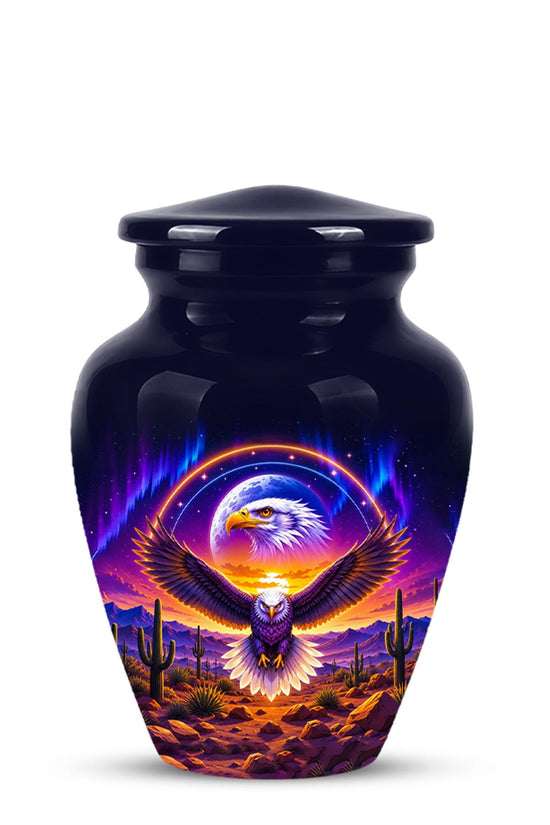 Bald Eagle Cremation Urn for Ashes - Colorful Desert Sunset Memorial Urn