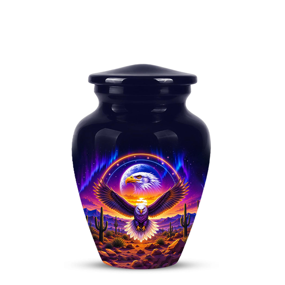 Bald Eagle Cremation Urn for Ashes - Colorful Desert Sunset Memorial Urn