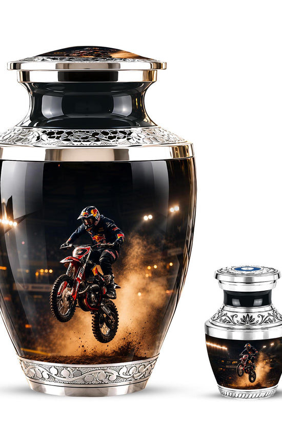Personalized Motorcycle Cremation Urn, Biker Memorial Ashes (Adult)