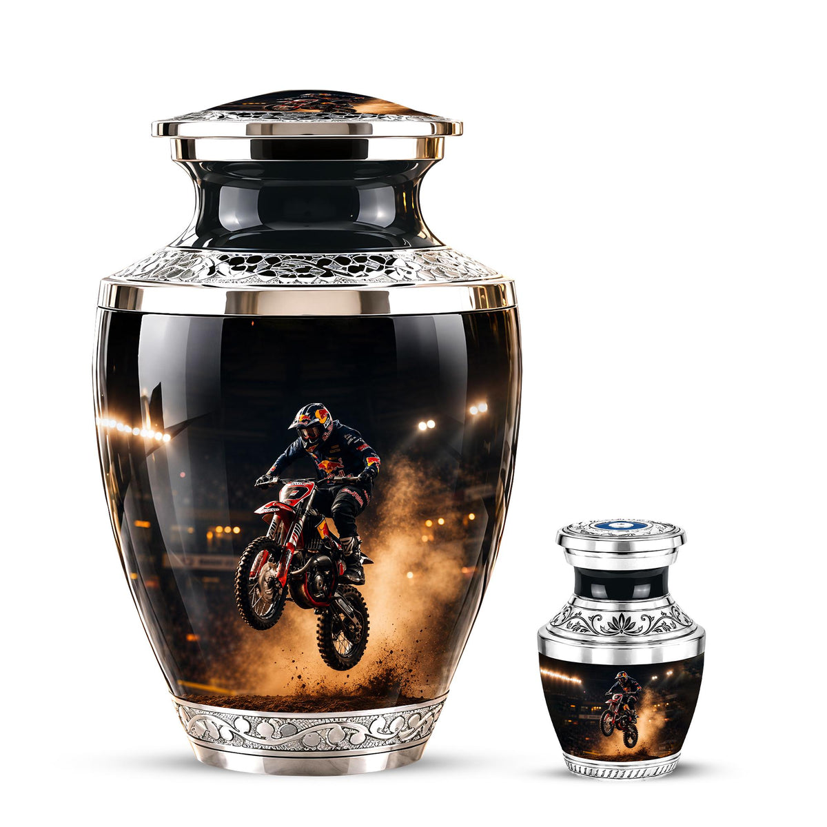 Personalized Motorcycle Cremation Urn, Biker Memorial Ashes (Adult)