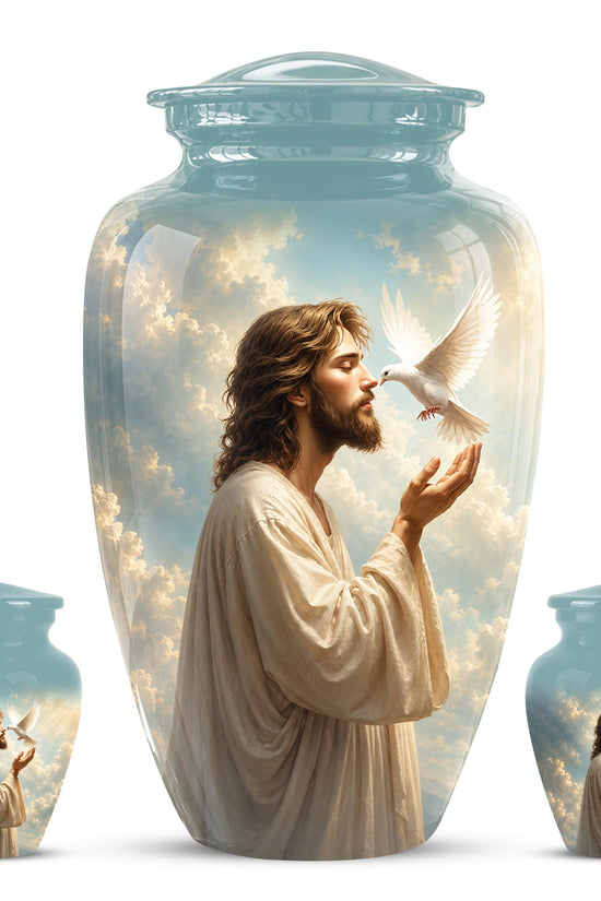 Personalized Christian Cremation Urn - Jesus Dove Memorial Keepsake