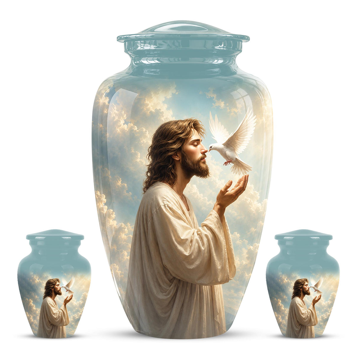 Personalized Christian Cremation Urn - Jesus Dove Memorial Keepsake