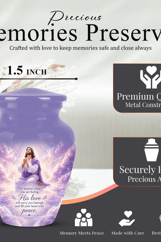 Christian Jesus Urn for Human Ashes, Memorial Keepsake, Religious Funeral Tribute