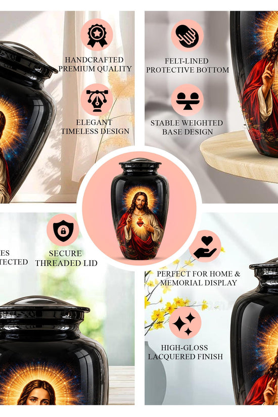 Memorials Urn for Human Ashes,Jesus Christ Memorial Urn  - Personalized Adult Funeral Keepsake