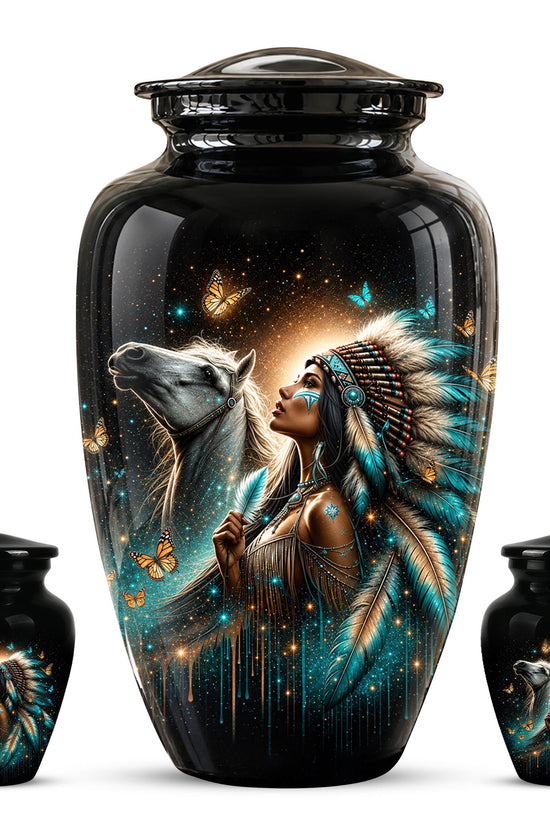 Native American Urns for Human Ashes - Horse Cremation Urn for Adults