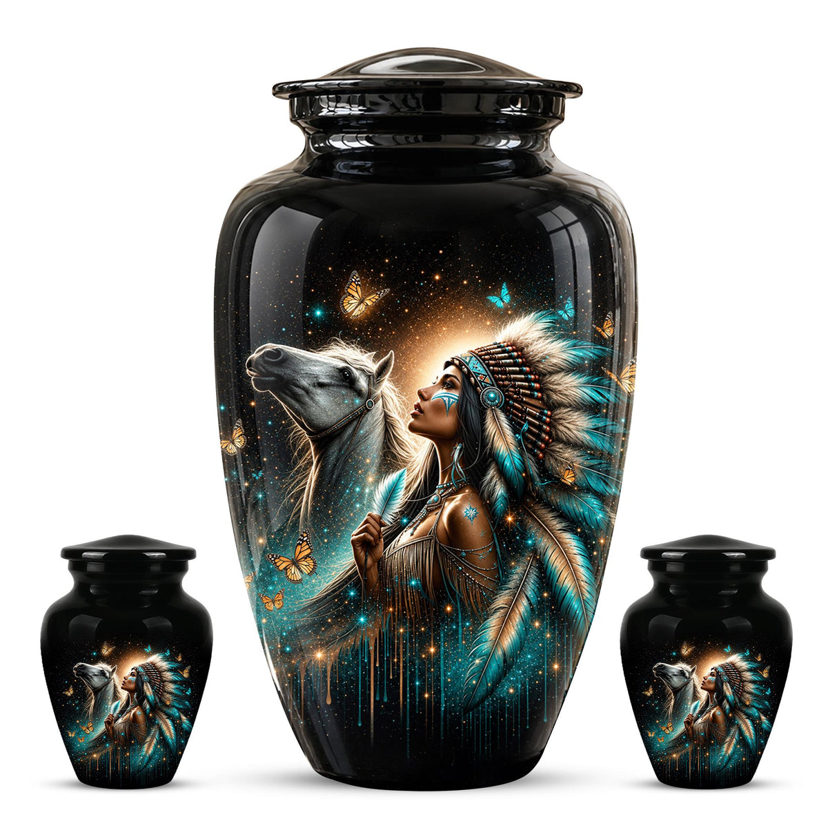 Native American Urns for Human Ashes - Horse Cremation Urn for Adults