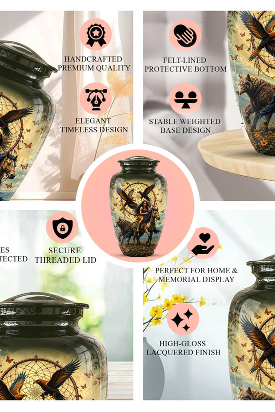 Personalized Urns for Human Ashes Adult - Native American Urn for Ashes
