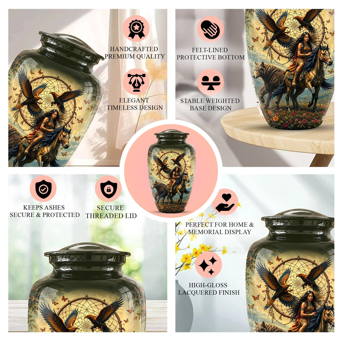 Personalized Urns for Human Ashes Adult - Native American Urn for Ashes