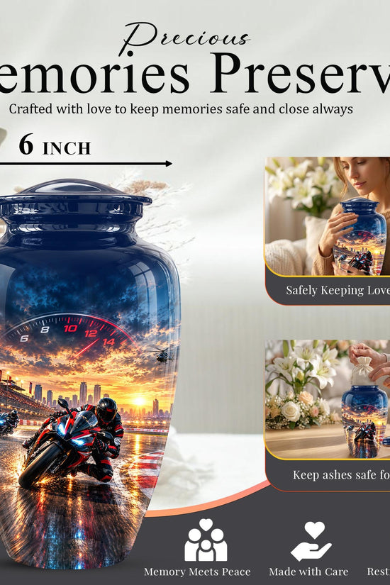 Personalized Motocross Cremation Urn, Custom Dirt Bike Memorial Ashes (200 Cubic)