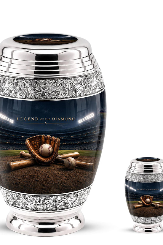Baseball Cremation Urn for Ashes - Baseball Glove and Bat Memorial Urn