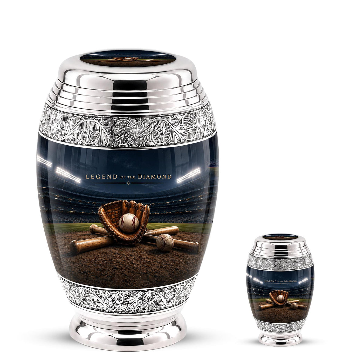 Baseball Cremation Urn for Ashes - Baseball Glove and Bat Memorial Urn