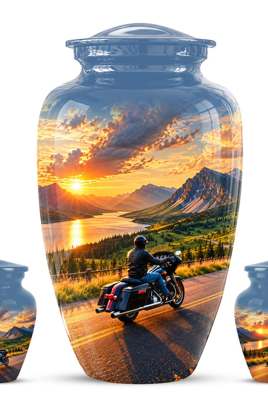 Personalized Motorcycle Cremation Urn, Memorial Urn for Ashes, Mountain Road Biker Tribute, 200 Cubic