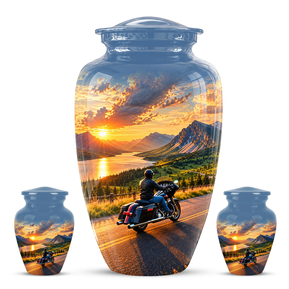 Personalized Motorcycle Cremation Urn, Memorial Urn for Ashes, Mountain Road Biker Tribute, 200 Cubic