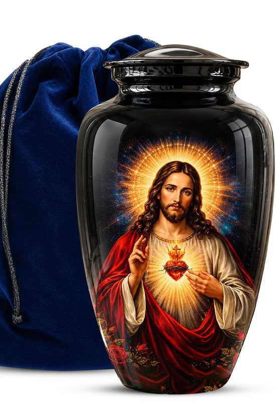 Memorials Urn for Human Ashes,Jesus Christ Memorial Urn  - Personalized Adult Funeral Keepsake
