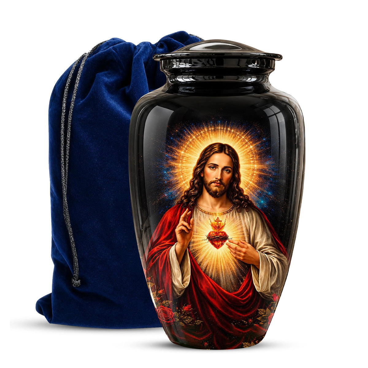 Memorials Urn for Human Ashes,Jesus Christ Memorial Urn  - Personalized Adult Funeral Keepsake