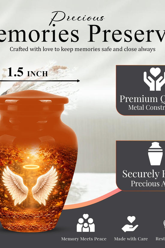 Personalized Angel Wings Cremation Urn - Autumn Heaven Keepsake Ashes Memorial