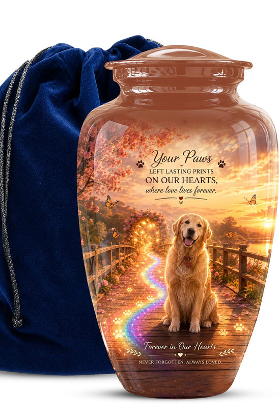 Personalized Dog Cremation Urn, Pet Memorial Urn - Keepsake Sunset Landscape Artwork