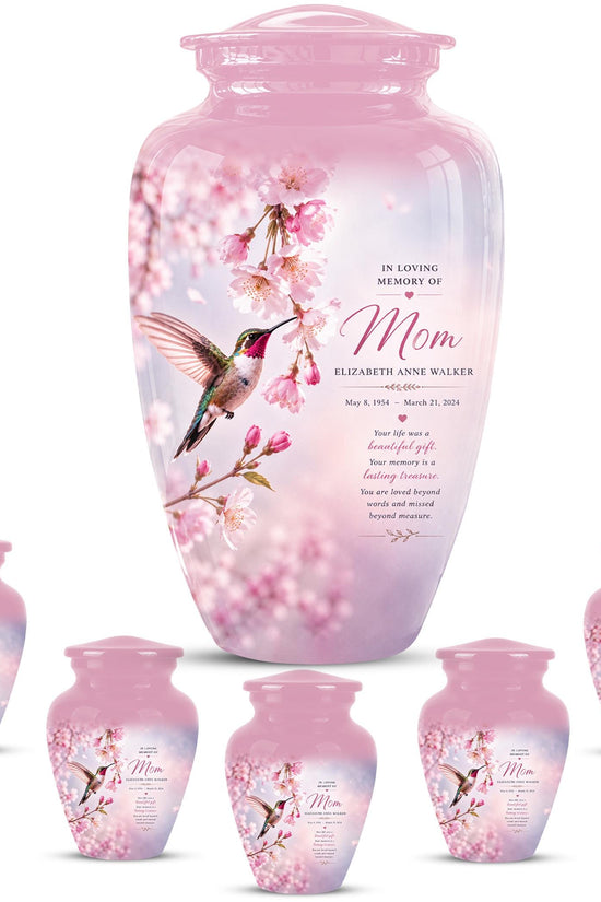 Personalized Hummingbird Memorial Urn for Mom - Keepsake Cremation Ashes Tribute