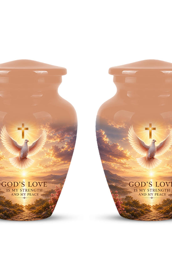 Personalized Christian Cremation Urn, Cross Dove Memorial Urn - Religious Sympathy Keepsake