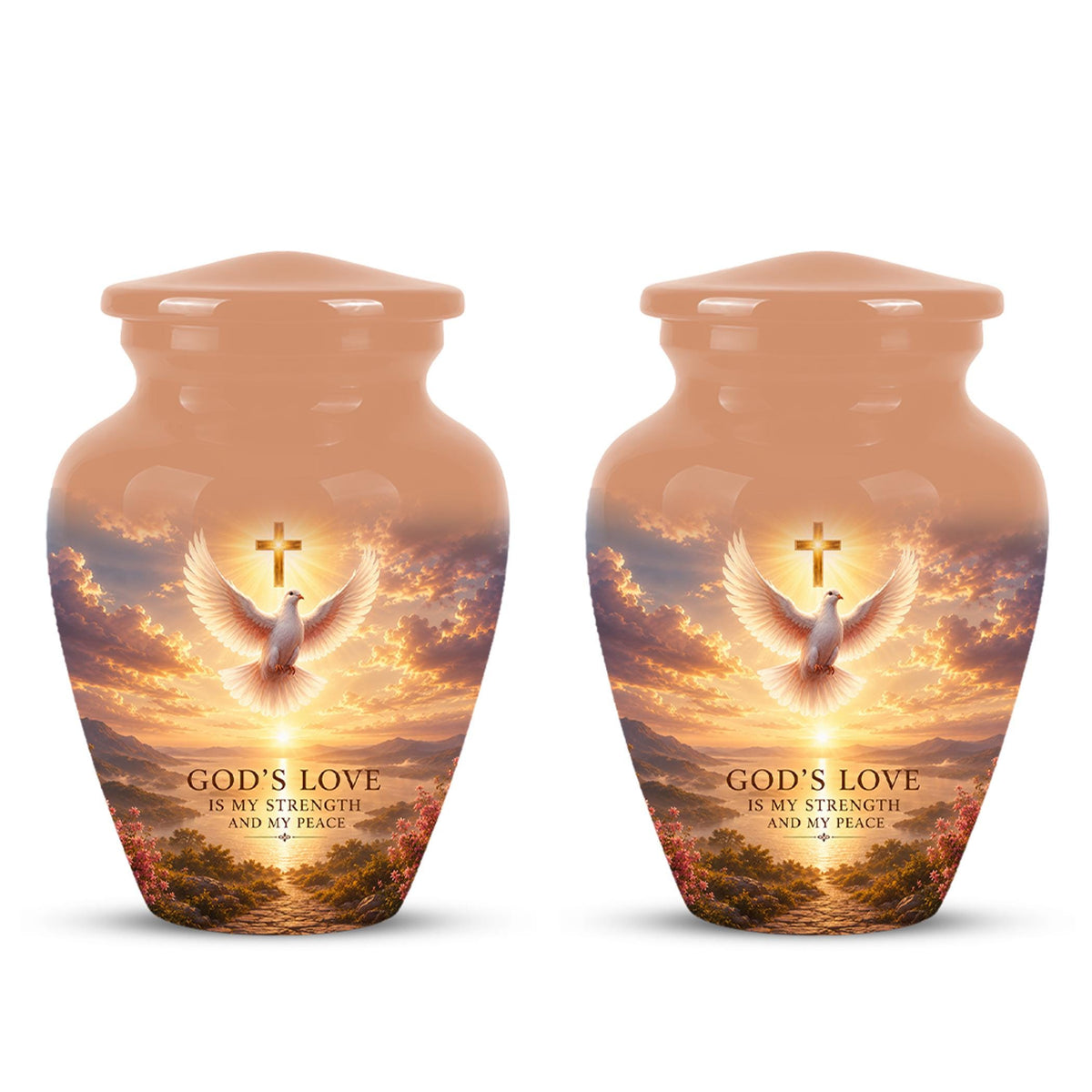 Personalized Christian Cremation Urn, Cross Dove Memorial Urn - Religious Sympathy Keepsake